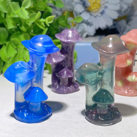 2.0" Mixed Crystal Mushroom Carvings Crystal Healing Bulk Wholesale