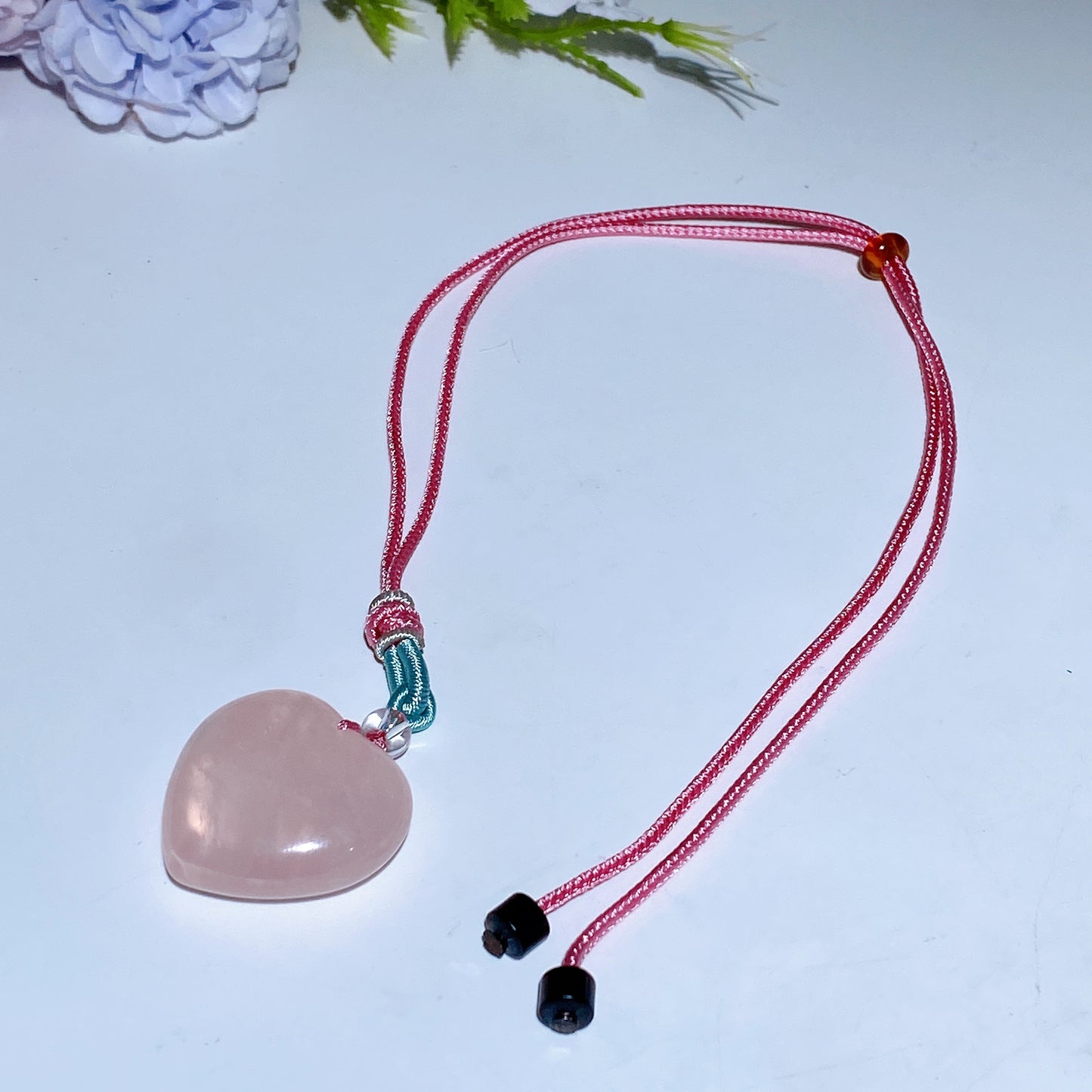 Rose Quartz Heart with Rope Neckalce Crystal Healing Bulk Wholesale