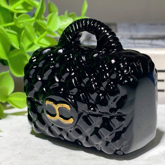 2.2" Black Obsidian Bag Carvings Crystal Healing Bulk Wholesale