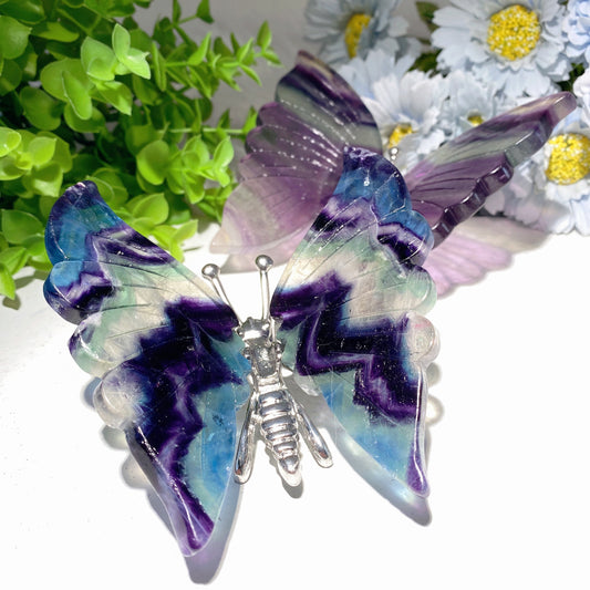 4.0"-4.8" Fluorite Butterfly Dragonfly Carvings Free Form Crystal Healing Bulk Wholesale