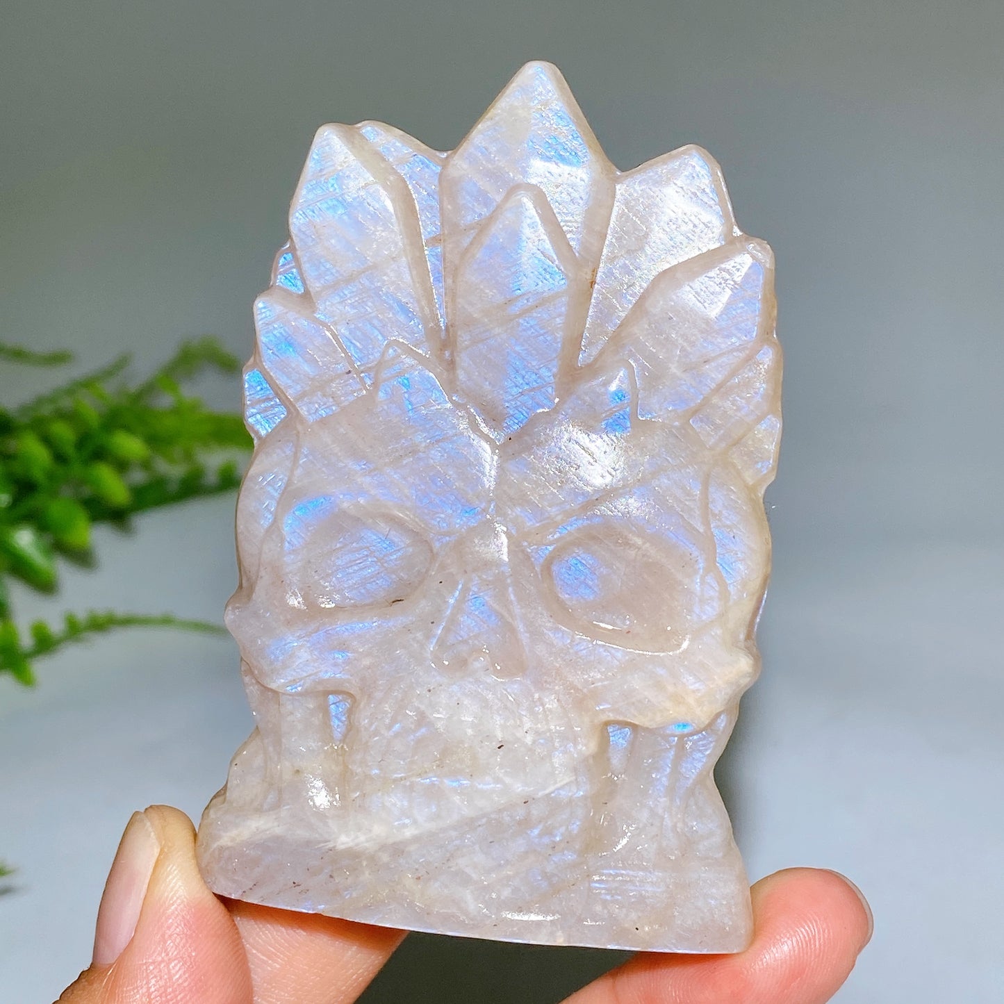 3.2" Natural Silver Obsidian Moonstone Slab Carving Crystal Healing Bulk Wholesale