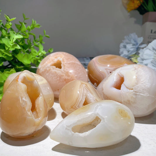 2.5"-4.2" Druzy Agate Egg Carvings Crystal Healing Bulk Wholesale