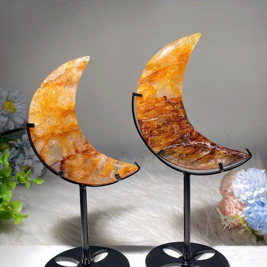 4.2"-4.5" Golden Healer Moon Carvings with Stand Crystal Healing Bulk Wholesale