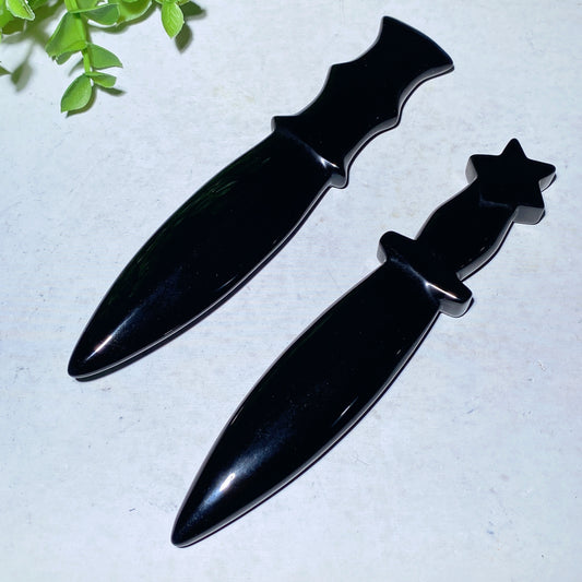 5.9" Black Obsidian Dagger Carvings Crystal Healing Bulk Wholesale
