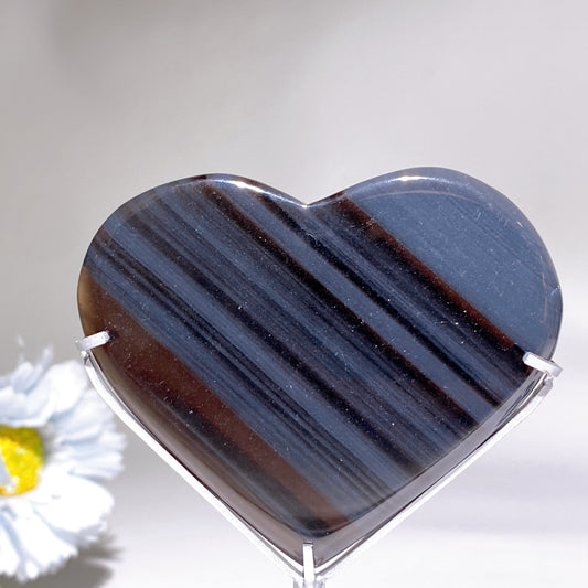 2.8"-3.1" Midnight Lace Obsidian Heart Carving with Stand Crystal Healing Bulk Wholesale