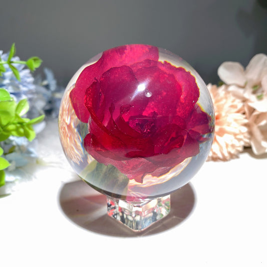 2.7" Resin Infused Rose Flower Sphere Crystal Healing Bulk Wholesale