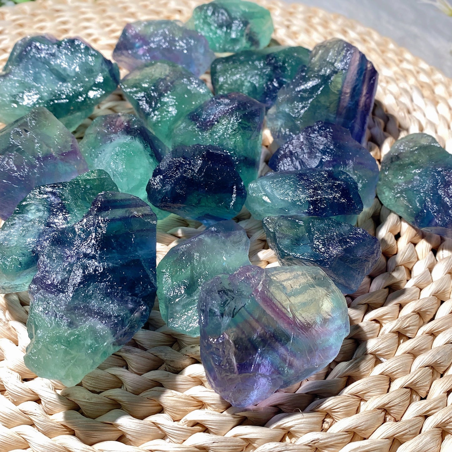 25-50mm Blue Green Fluorite Chunks Raw Stone Bag Crystal Healing Bulk Wholesale