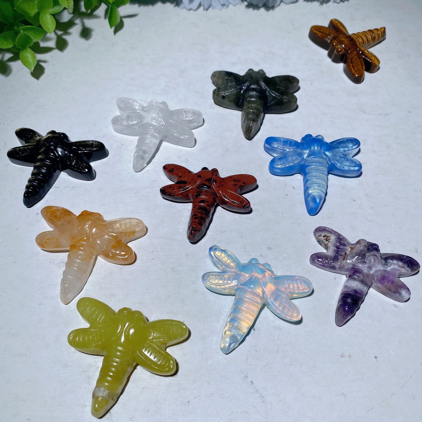 1.7" Mixed Crystal Dragonfly Carvings Crystal Healing Bulk Wholesale