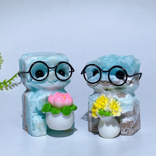 1.6"-1.9" Natural Hemimorphite Child Carving Crystal Healing Bulk Wholesale