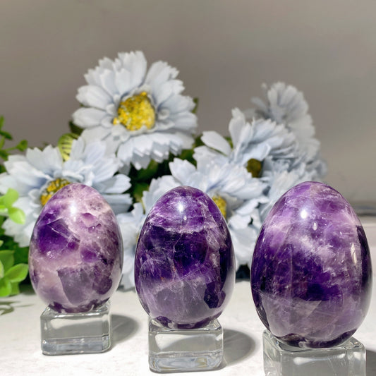 2.0" Dream Amethyst Egg Carvings Crystal Healing Bulk Wholesale