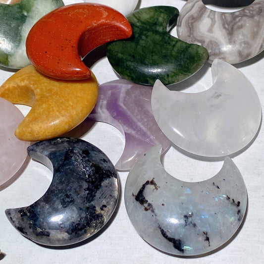 1.2" Mixed Crystal Moon Carvings Bag Crystal Healing Bulk Wholesale