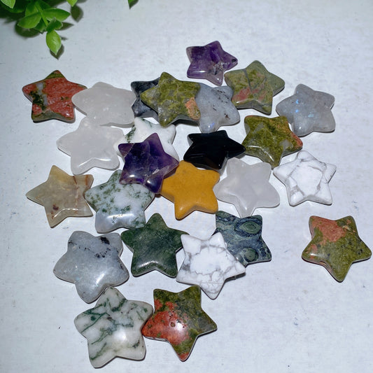 1.2" Mixed Crystal Star Carvings Bag Crystal Healing Bulk Wholesale