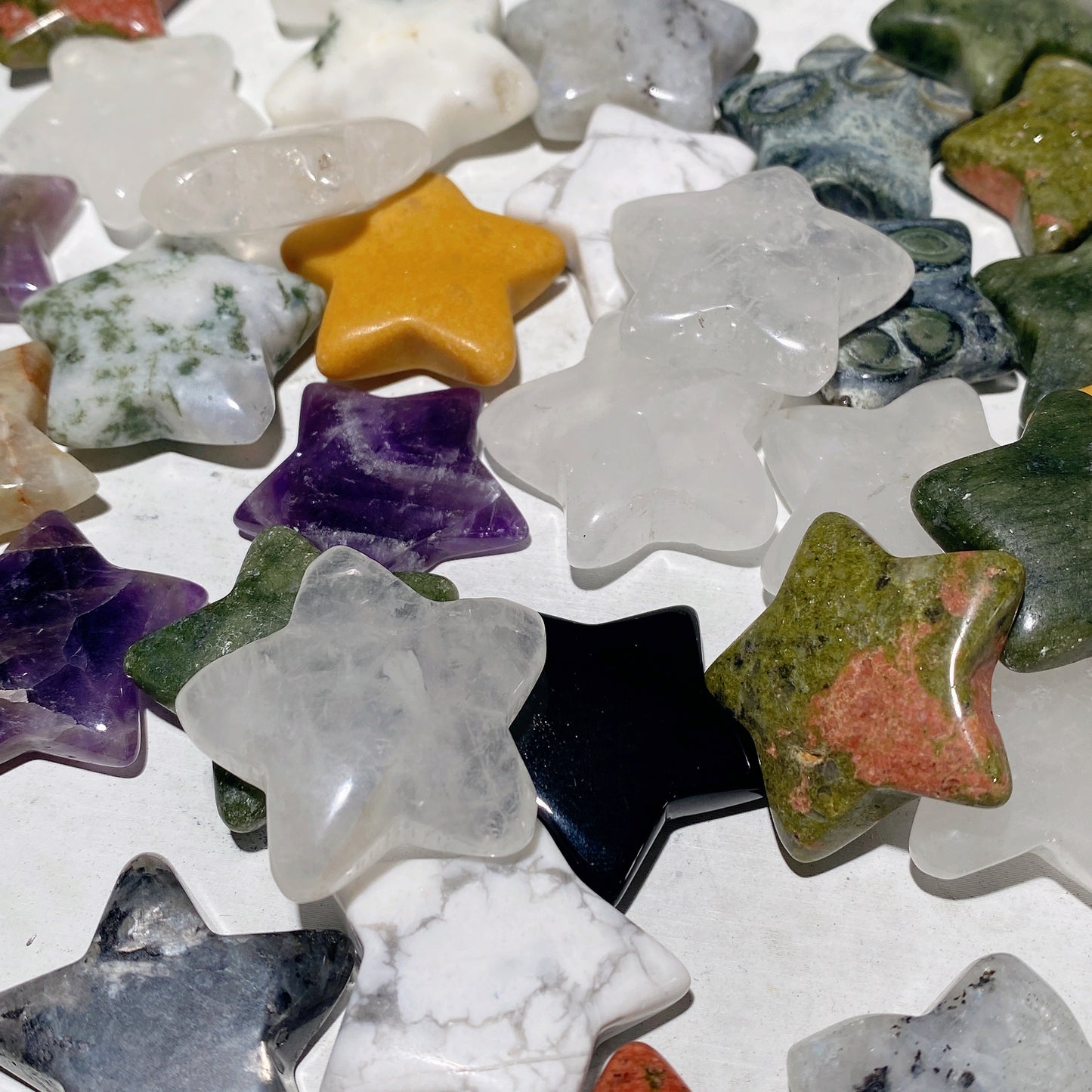 1.2" Mixed Crystal Star Carvings Bag Crystal Healing Bulk Wholesale