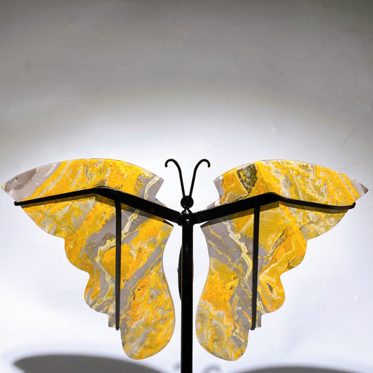 Large Unique Bumblebee Jasper Butterfly Wings Carving with Stand Crystal Healing Bulk Wholesale