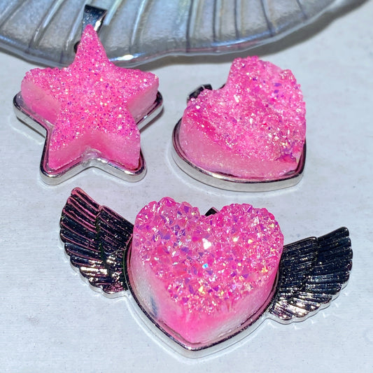 0.8"-1.8" Aura Clusters Heart Star Moon Pendant Crystal Healing Bulk Wholesale