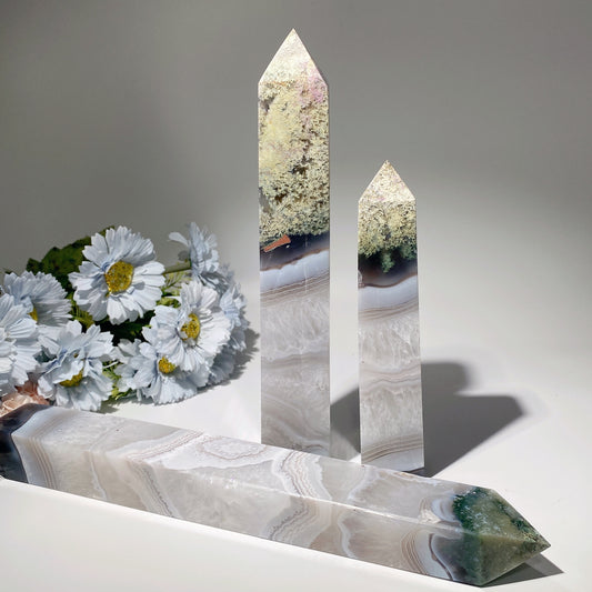 18-35cm Moss Agate Tower Crystal Healing Bulk Wholesale