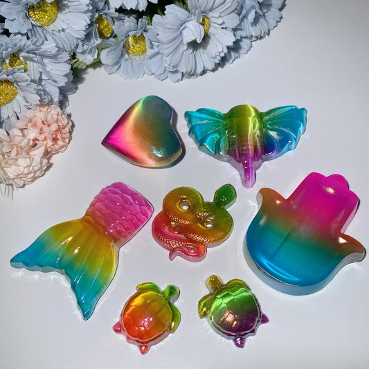 1.7"-3.8" Aura Selenite Carvings Crystal Healing Bulk Wholesale