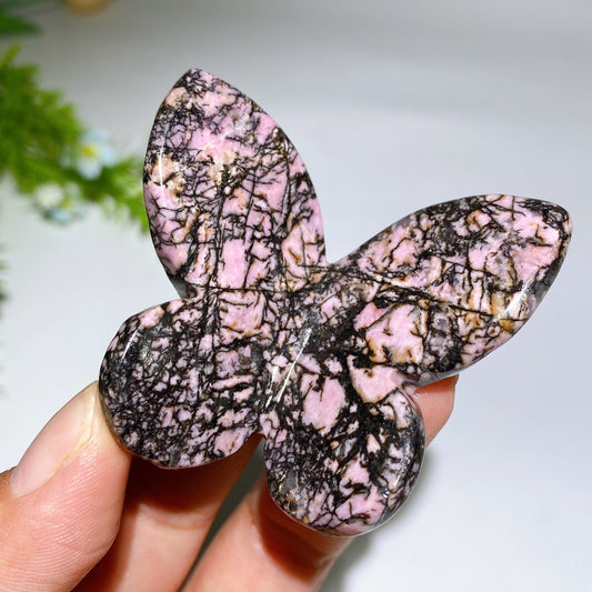 2.3" Rhodonite Mookite Butterfly Carving Crystal Healing Bulk Wholesale