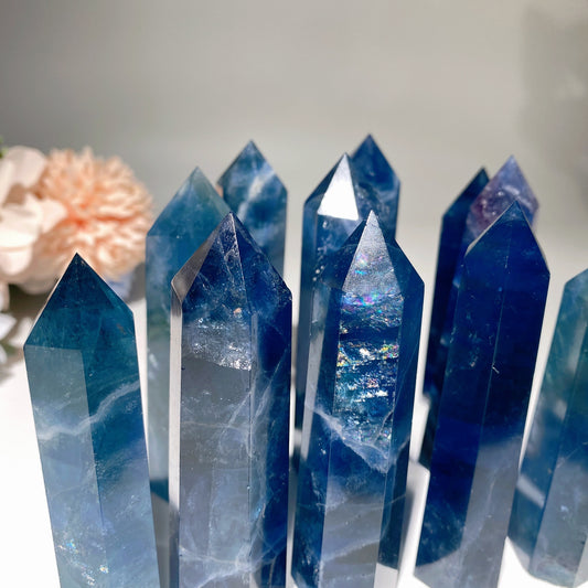 2.5"-4.0" Blue Fluorite Points Crystal Healing Bulk Wholesale
