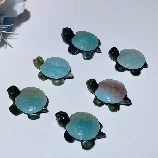 1.4" Serpentine Sky Blue Turtle Carvings Crystal Healing Bulk Wholesale
