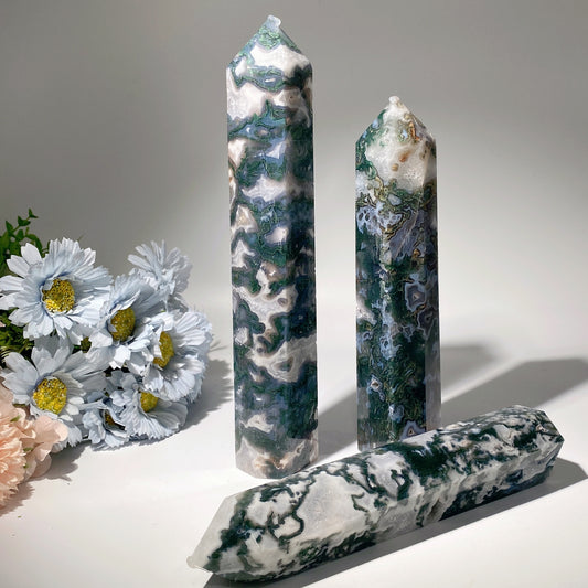 20-26cm Moss Agate Tower Crystal Healing Bulk Wholesale