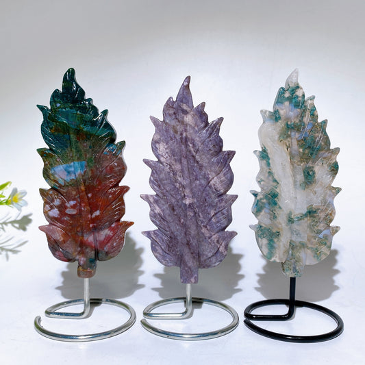 Natural Crystal Feather Carving with Stand Crystal Healing Bulk Wholesale