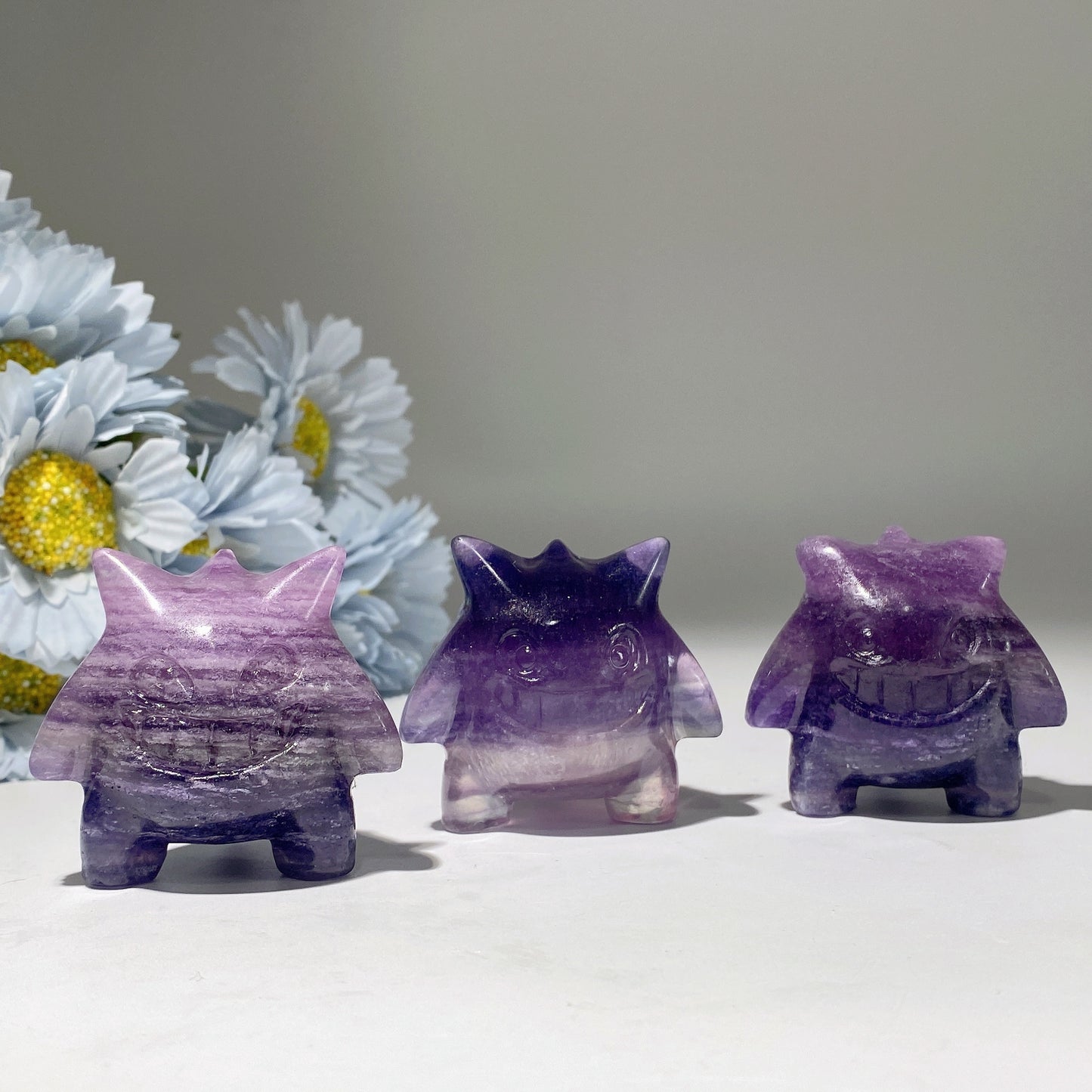 2.0" Fluorite Gengar Carvings Crystal Healing Bulk Wholesale