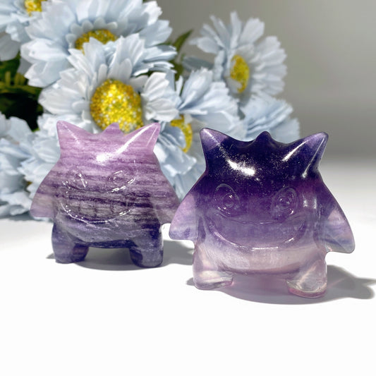 2.0" Fluorite Gengar Carvings Crystal Healing Bulk Wholesale