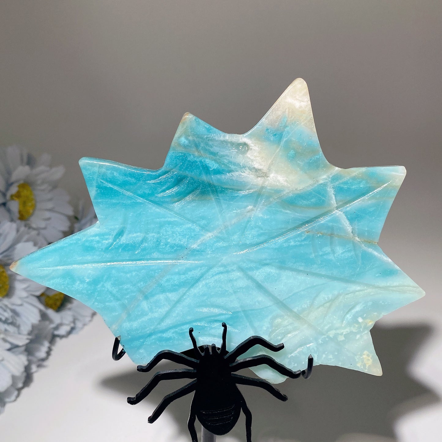 Sky Blue Cobweb Carving with Stand Free Form Crystal Healing Bulk Wholesale