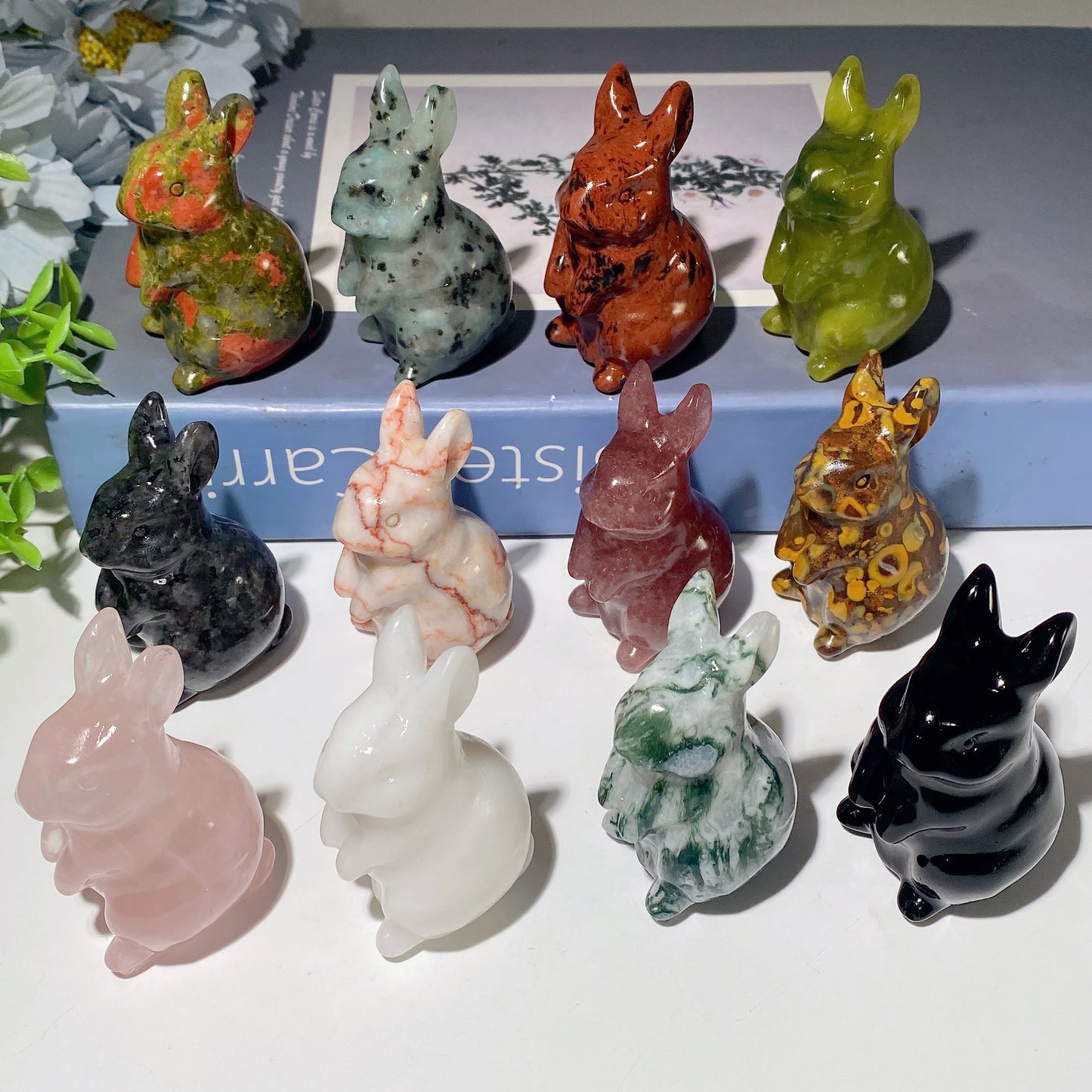 2.4" Mixed Crystal Rabbit Carvings Crystal Healing Bulk Wholesale