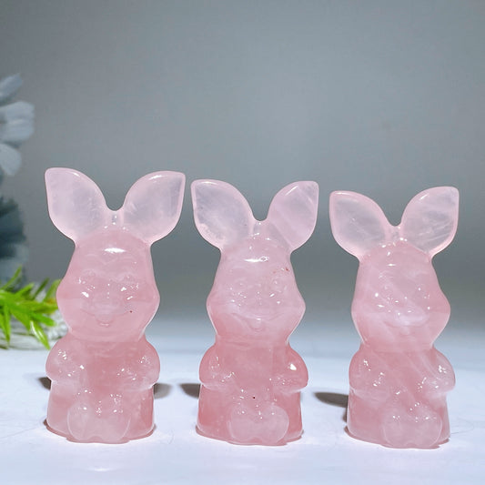 2.1" Rose Quartz Piglet Carving Crystal Healing Bulk Wholesale