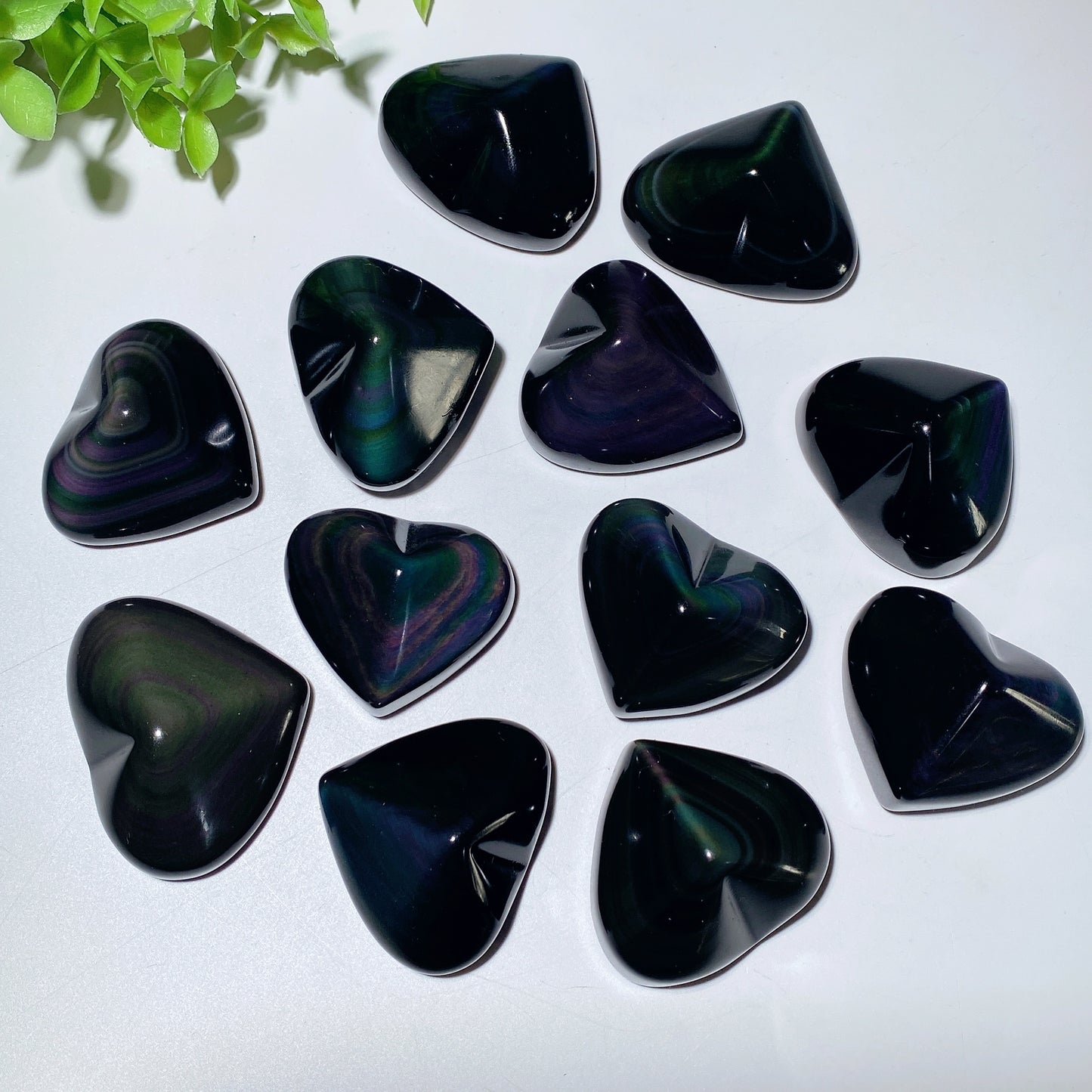 1.5"-2.0" Rainbow Obsidian Heart Carvings Crystal Healing Bulk Wholesale