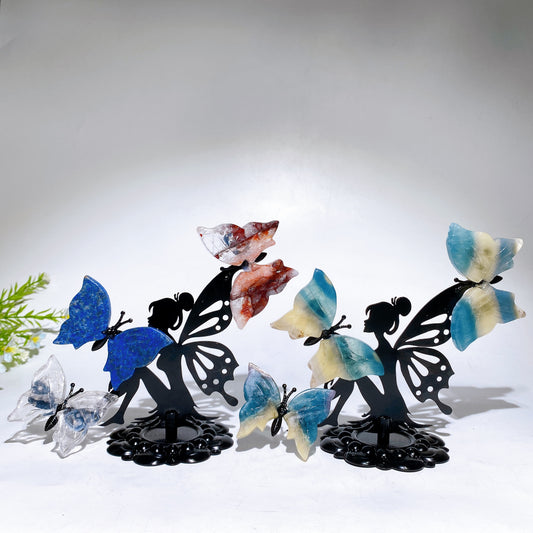 14cm Mixed Natural Crystal Fairy Butterfly Stand Crystal Healing Bulk Wholesale