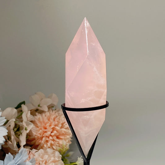 4.8" Rose Quartz DT Wand with Stand Crystal Healing Bulk Wholesale