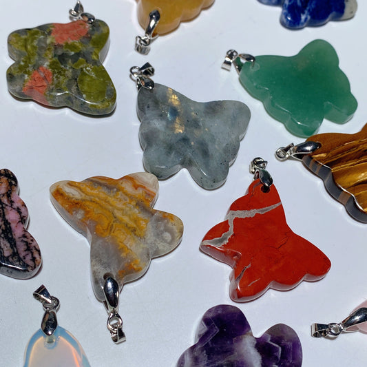 1.2"-1.3" Mixed Crystal Butterfly Shape Pendant Crystal Healing Bulk Wholesale