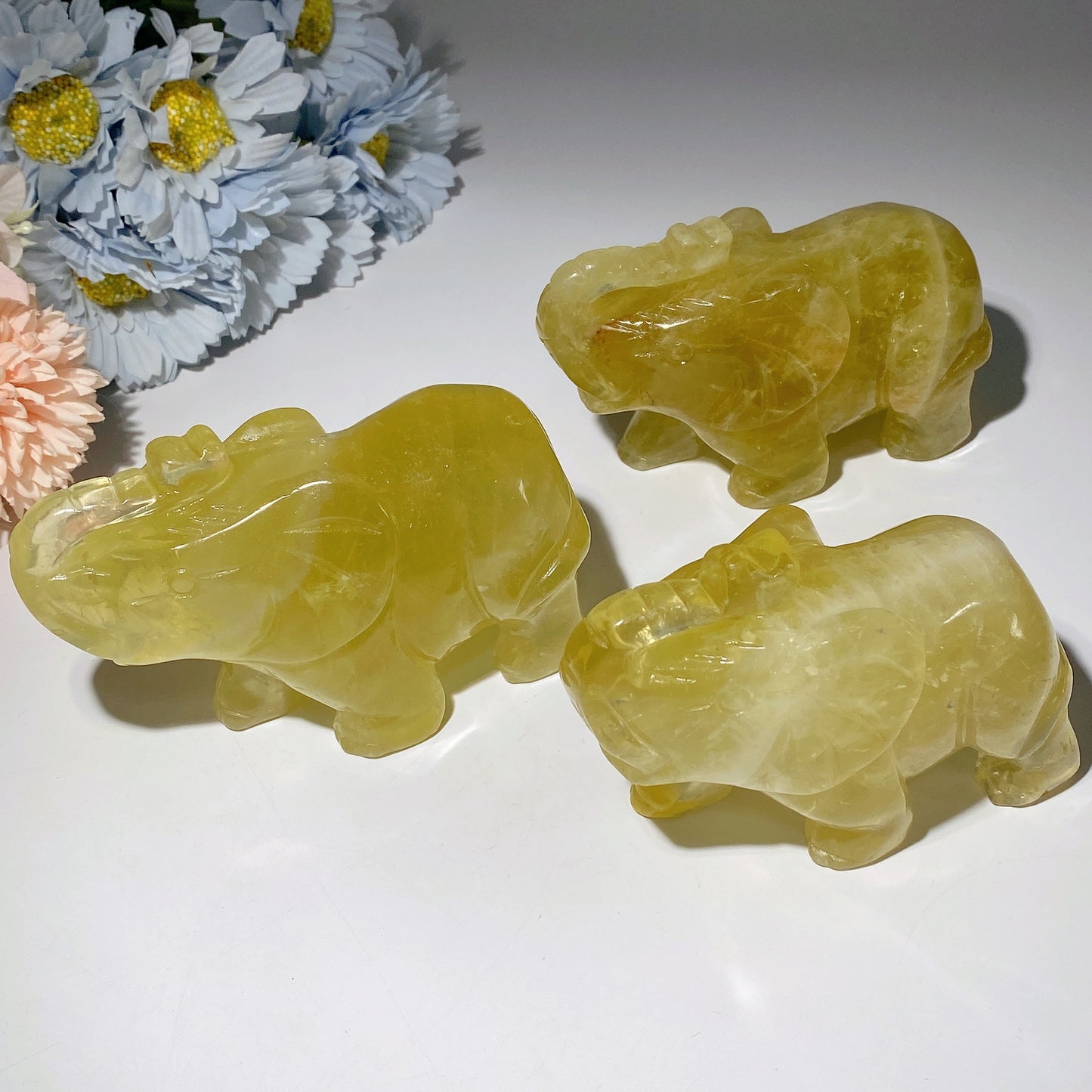 4.8" Citrine Elephant Carvings Crystal Healing Bulk Wholesale