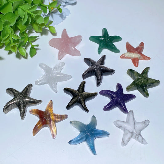 1.4"-1.7" Mixed Crystal Starfish Carvings Crystal Healing Bulk Wholesale