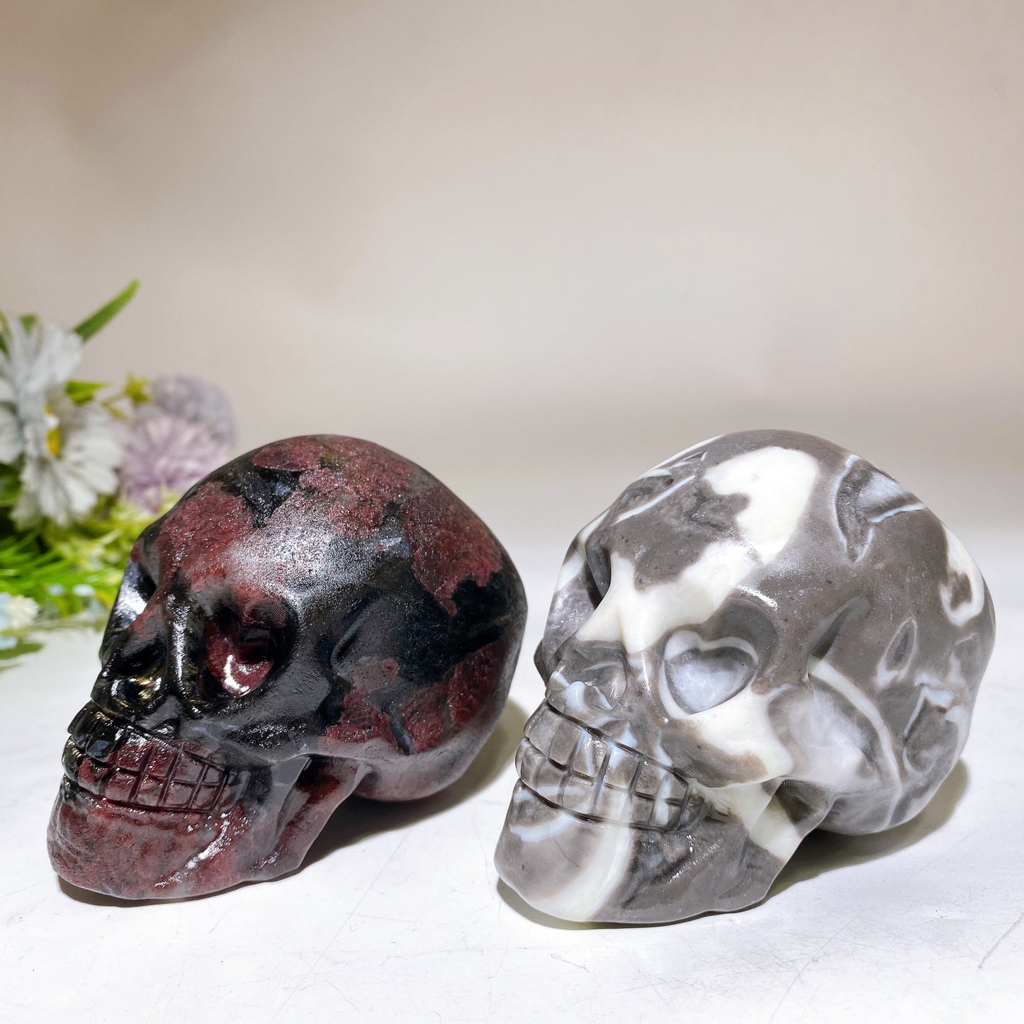 3.7"-3.9" Garnet Shell Stone Skull Carving Crystal Healing Bulk Wholesale