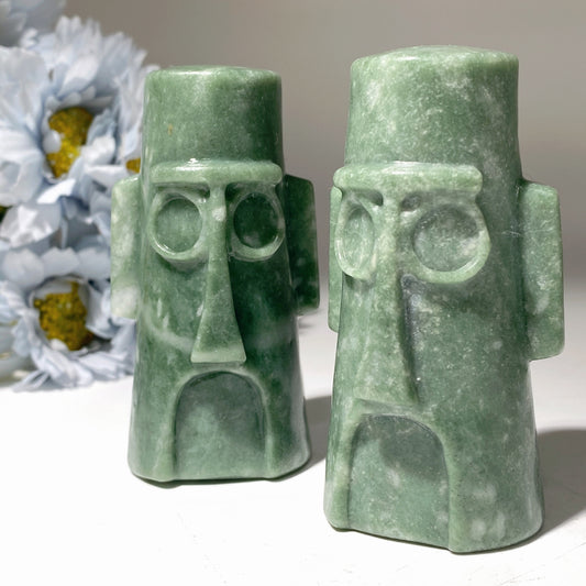 3.2" Green Jade Patrick Star's House Carvings Crystal Healing Bulk Wholesale