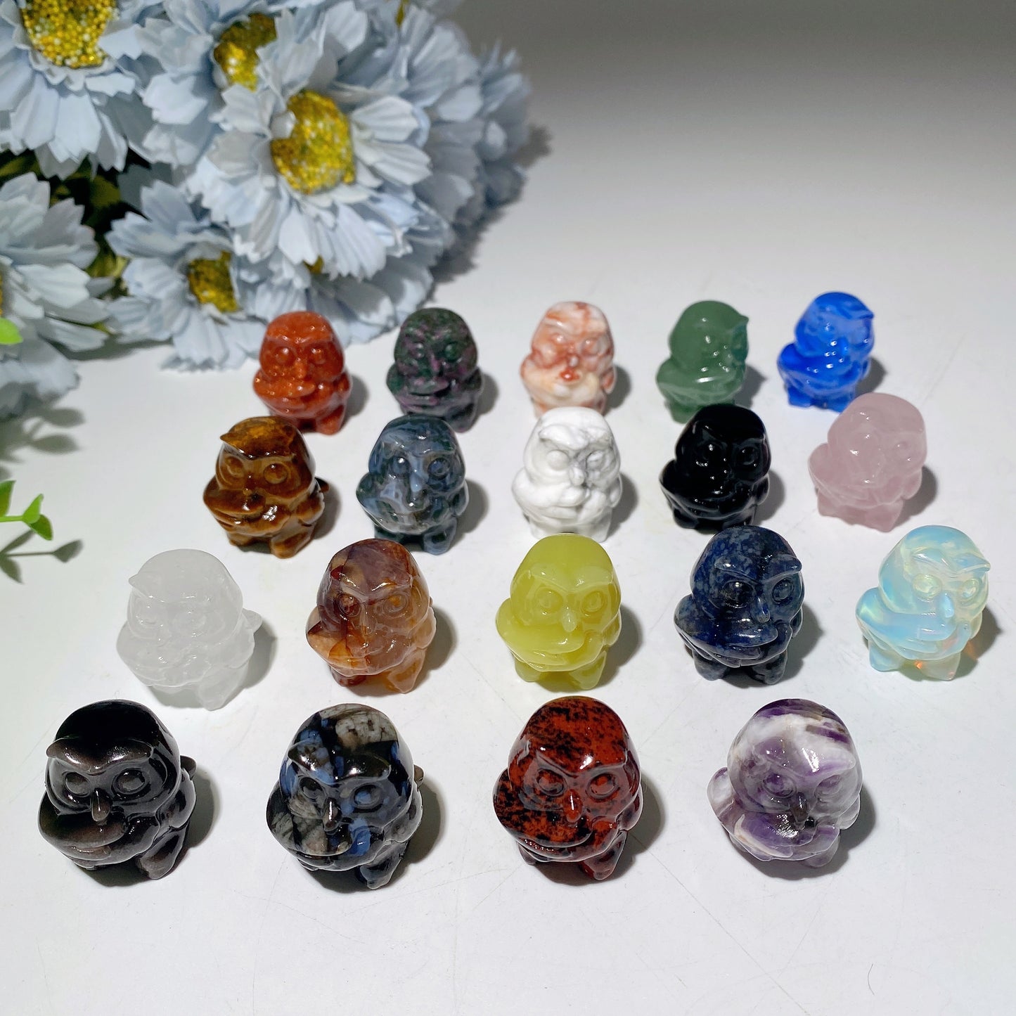 1.1“ Mixed Crystal Owl Carvings Crystal Healing Bulk Wholesale