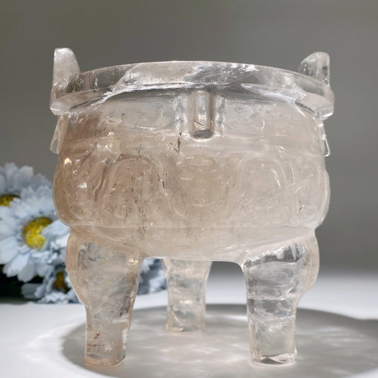 5.5" Smoky Clear Quartz Tripod Carvings Crystal Healing Bulk Wholesale