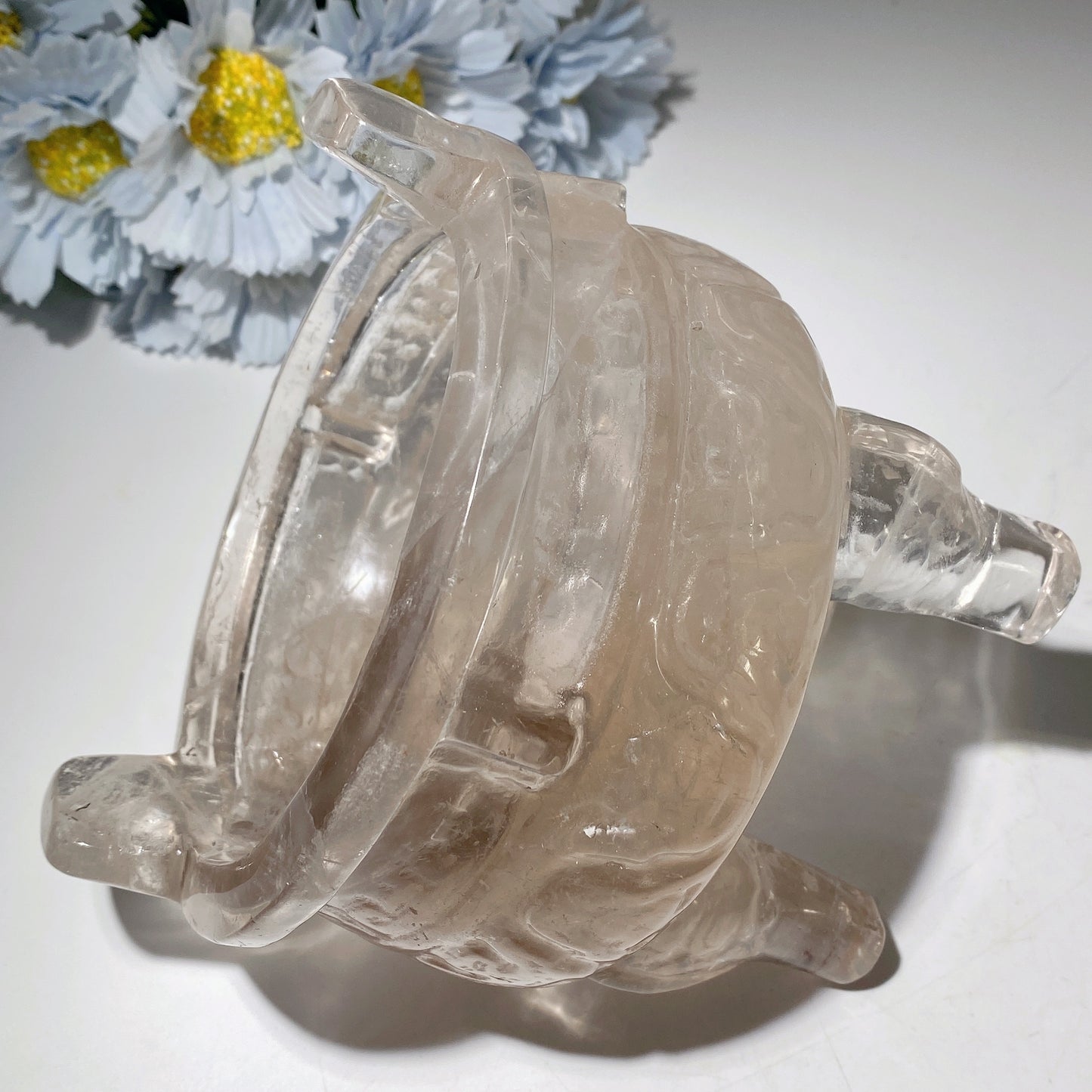 5.5" Smoky Clear Quartz Tripod Carvings Crystal Healing Bulk Wholesale