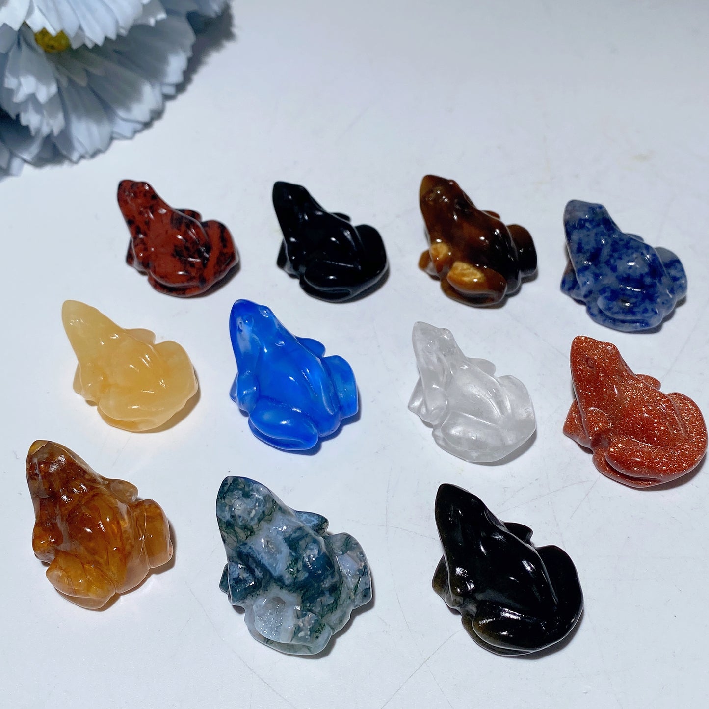 1.1" Mixed Crystal Frog Carvings Crystal Healing Bulk Wholesale