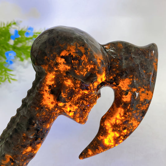 19cm Hand Carved Natural Crystal Skull Axe for Halloween Crystal Healing Bulk Wholesale