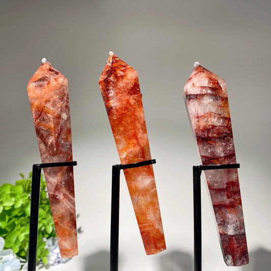 4.5"-6.0" Rainbow Flashing Fire Quartz Wand with Stand Crystal Healing Bulk Wholesale