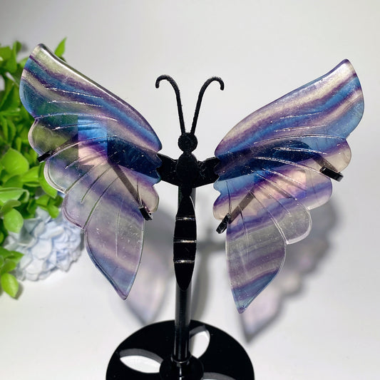 4.0" Fluorite Butterfly Wings with Stand Crystal Healing Bulk Wholesale