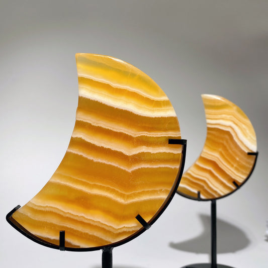 3.8"-5.2" Orange Calcite Moon with Stand Crystal Healing Bulk Wholesale