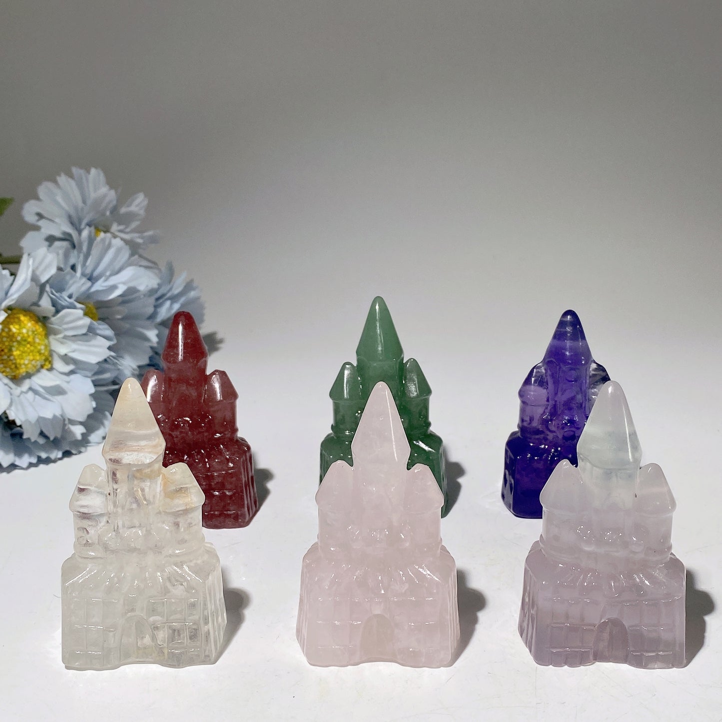 2.6" Mixed Crystal Castle Carvings Crystal Healing Bulk Wholesale