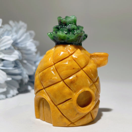 2.6" Yellow Jade Sponge Bob's House Carvings Crystal Healing Bulk Wholesale