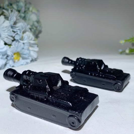 4.0" Black Obsidian Tank Carvings Crystal Healing Bulk Wholesale